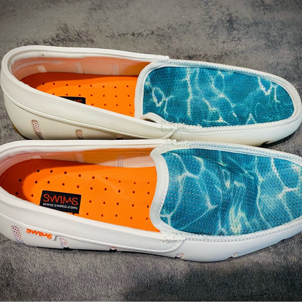 Swims Men's Pool-print Venetian Loafers In Aqua / White